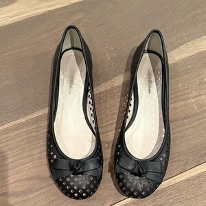Vince Camuto Black Perforated Ballet Flats